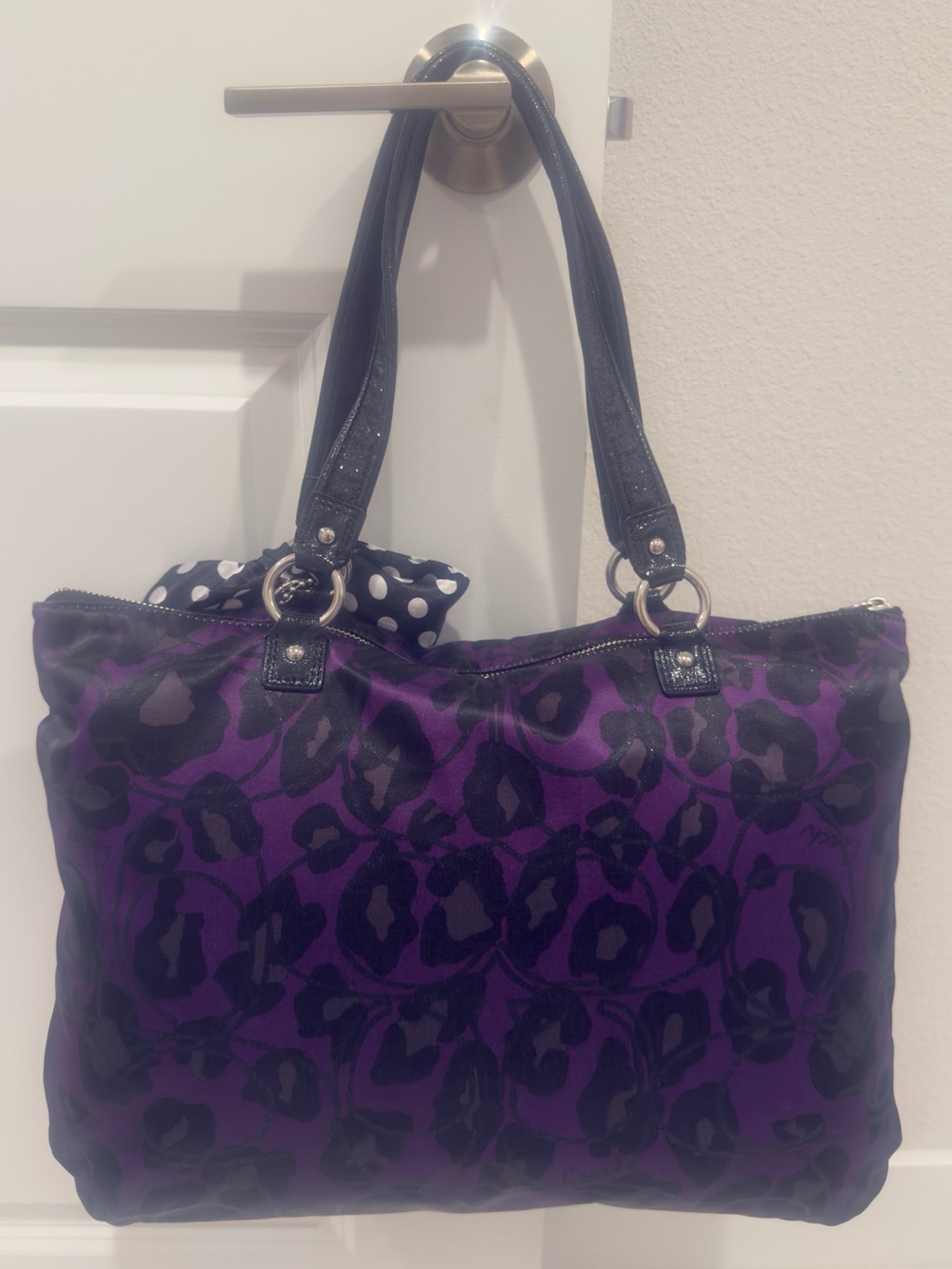 💜 Coach Poppy Ocelot Glam Leopard Print Tote Bag - Picture 4 of 16